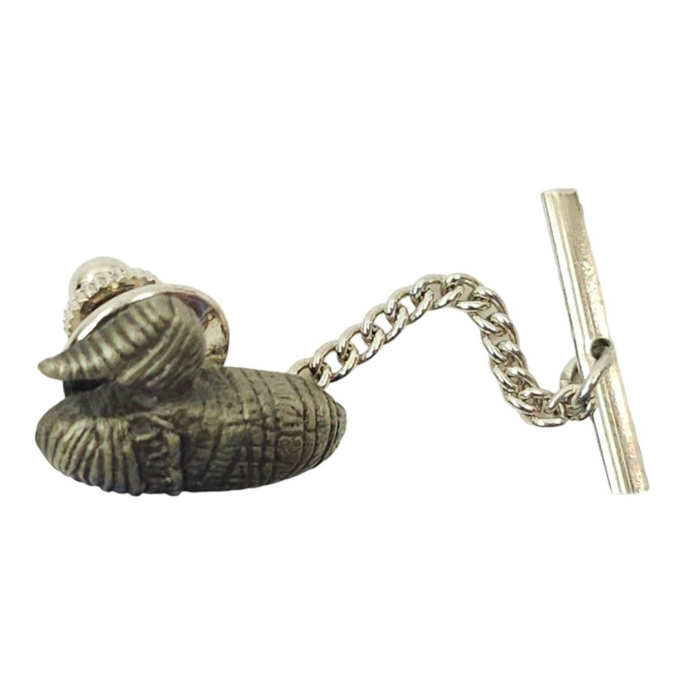 Sitting Duck Bird Tie Tack Pin Vintage Mens Jewelry Mallard Metal Pewter Style